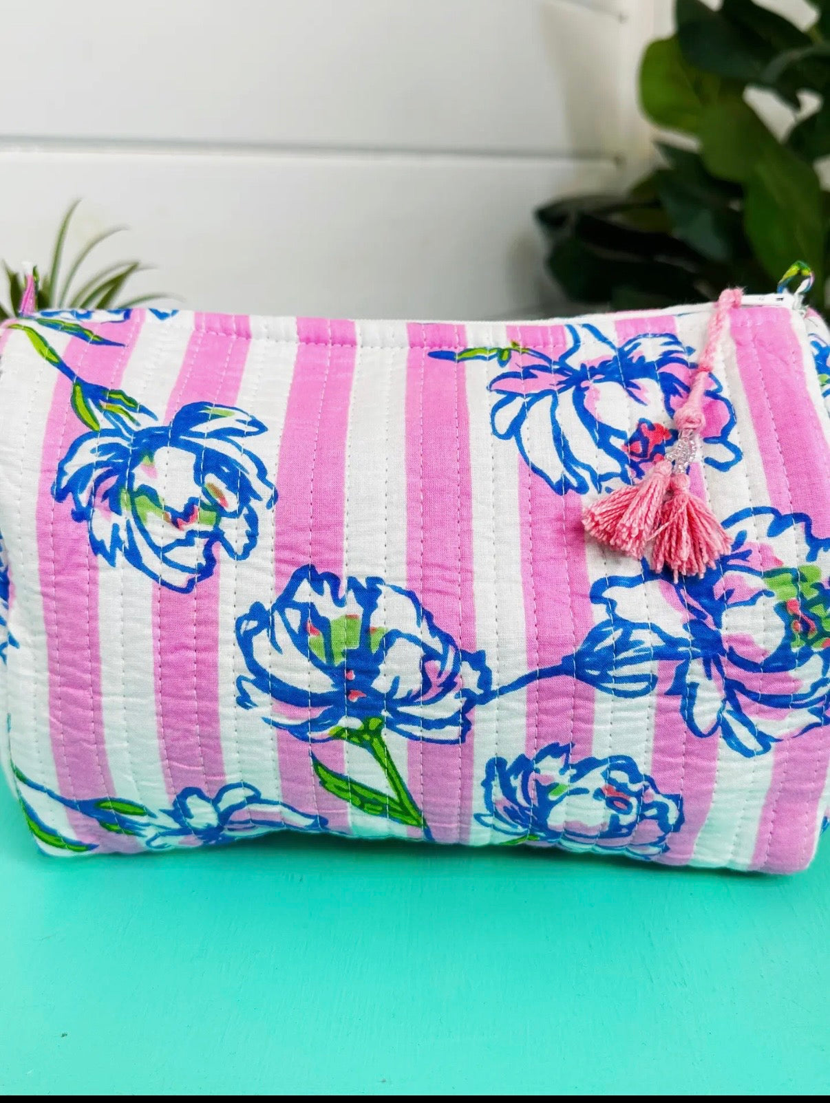 Quilted Magnolia Makeup Bag