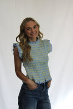 smocked lace top